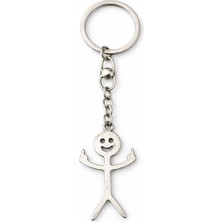 Herşey Nota Happy Figure – Gülümseyen Figür Eskitme Gümüş Renk Metal Anahtarlık