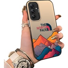 Ucuc Samsung Galaxy A34 Uyumlu Sert Akrilik Arka Silikon Kenar Lens Koruma Dağ Deseni Kılıf