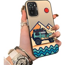 Ucuc Redmi Note 10 4g Uyumlu Sert Akrilik Arka Silikon Kenar Lens Koruma Off-Road Deseni Kılıf