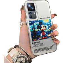 Ucuc Mi 12T Uyumlu Sert Akrilik Arka Silikon Kenar Lens Koruma Mickey Mouse Kılıf