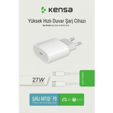 Kensa Pd 27W Lightning Uyumlu Hızlı Şarj Başlığı – Usb-C, Akıllı Çipli