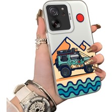 Ucuc Mi 13T/MI 13T Pro Uyumlu Sert Akrilik Arka Silikon Kenar Lens Koruma Off-Road Deseni Kılıf