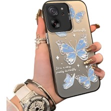 Ucuc Mi 13T Pro/mi 13T Uyumlu Silikon Kenar Sert Arka Anti Düşme Kılıfı Kelebek Desenli