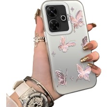 Ucuc Redmi 13 4g Uyumlu Silikon Kenar Sert Arka Anti Düşme Kılıfı Kelebek Desenli