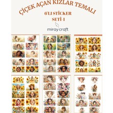 Miray Craft 6 Sayfa Çiçek Açan Kızlar Temalısticker Seti/scrapbook, Bullet Journal Için  (12*17 Cm)