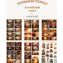 Miray Craft 6 Sayfa Sonbahar Temalı Sticker Seti (12*17 Cm)/scrapbook, Bullet Journal, Planlayıcı Için