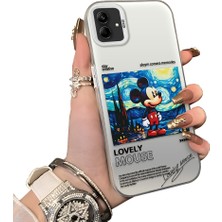 Ucuc Samsung Galaxy A04 Uyumlu Sert Akrilik Arka Silikon Kenar Lens Koruma Mickey Mouse Kılıf