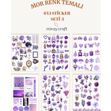 Miray Craft 6 Sayfa Mor Renk Temalı Sticker Seti (12*17 Cm)/scrapbook, Bullet Journal, Planlayıcı Için