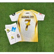 R.madridd 2024-25 Yeni Sezon Ronaldo Çocuk Forması 4'lü (Armalı White-Gold)