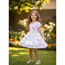 Buufuu Kız Çocuk Yazlık Kısa Kol Baskılı Elbise