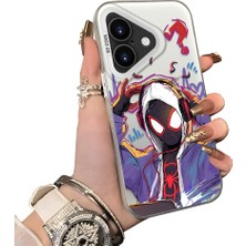 Ucuc iPhone 16 Uyumlu Silikon Kenar Sert Arka Anti Düşme Spiderman Kılıfı