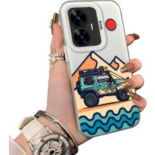 Ucuc Realme C55 Uyumlu Sert Akrilik Arka Silikon Kenar Lens Koruma Off-Road Deseni Kılıf