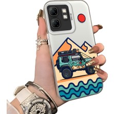 Ucuc Infinix Hot 50I Uyumlu Sert Akrilik Arka Silikon Kenar Lens Koruma Off-Road Deseni Kılıf