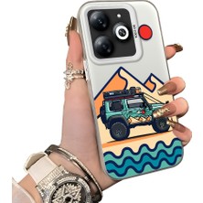 Ucuc Infinix Smart 8/8 Pro Uyumlu Sert Akrilik Arka Silikon Kenar Lens Koruma Off-Road Deseni Kılıf