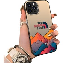 Ucuc iPhone 16 Pro Max Uyumlu Sert Akrilik Arka Silikon Kenar Lens Koruma Dağ Deseni Kılıf