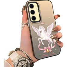 Ucuc Samsung Galaxy S24 Fe Uyumlu Sert Akrilik Arka Silikon Kenar Lens Koruma Ince Desen Kılıf