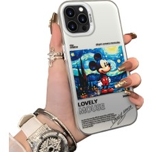 Ucuc iPhone 15 Pro Uyumlu Sert Akrilik Arka Silikon Kenar Lens Koruma Mickey Mouse Kılıf