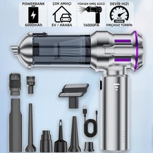 Mioji Mio 8 Plus 6000MaH Vacuum Cleaner 16000Pa Taşınabilir Araç ve Ev Mini Şarjlı Süpürge - Gümüş