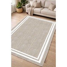 Qatalina Makinede Yıkanabilir Kaymaz Taban Leke Tutmaz Dijital Mutfak Halısı Salon Halısı ve Yolluk - Bej Kare