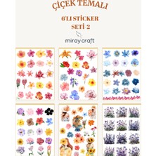 Miray Craft 6 Sayfa  Çiçek Temalı Sticker Seti – 12X17 cm Scrapbook, Bullet Journal, Planlayıcı Için