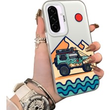 Ucuc Samsung Galaxy A36 Uyumlu Sert Akrilik Arka Silikon Kenar Lens Koruma Off-Road Deseni Kılıf