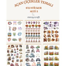 Miray Craft 6 Sayfa Açan Çiçekler Temalı Sticker Seti – 12X17 cm Scrapbook, Bullet Journal, Planlayıcı Için
