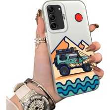 Ucuc Samsung Galaxy S21 Fe 5g Uyumlu Sert Akrilik Arka Silikon Kenar Lens Koruma Off-Road Deseni Kılıf