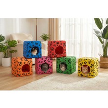 Feyza Design Sarı Renkli Çok Fonksiyonlu Kedi ve Köpek Yatağı 40X40X40 cm