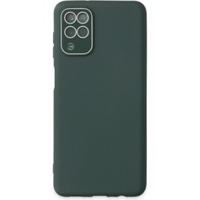 Huly  Samsung Galaxy A22 Kılıf Lansman Glass Kapak - Koyu Yeşil Hub