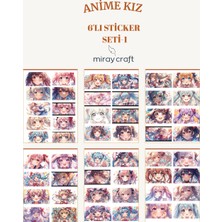 Miray Craft 6 Sayfa  Anime Kız Temalı Sticker Seti – 12X17 cm Scrapbook, Bullet Journal, Planlayıcı Için