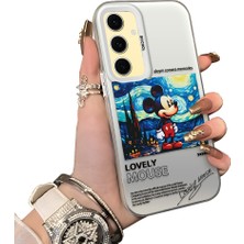Ucuc Samsung Galaxy S24 Fe Uyumlu Sert Akrilik Arka Silikon Kenar Lens Koruma Mickey Mouse Kılıf