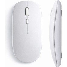 Sneezy Tablet ve Telefon İçin Bluetooth Mouse iOS Android Uyumlu Şarjlı Batarya USB Dongle ve Kablo Dahil - Gümüş