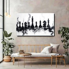 Duman Efektli Satranç Taşları Kanvas Tablo – Güç, Zeka ve Stratejinin Sanatsal Yorumu