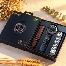 Yollayenilensin SK44 Akıllı Saat – Amoled Ekran, Ekg, Ürik Asit & Lipid Takibi, IP68 Su Geçirmez, Deri Silikon ve Metal Kordonlu