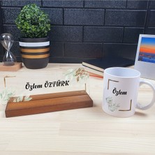 PremiumPort Yaprak Desenli Kişiye Özel Ofis Seti: Isimlik ve Kupa Hediye