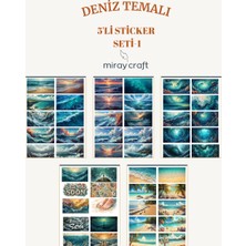Miray Craft 5 Sayfa Deniztemalı Sticker Seti (12*17 Cm)/scrapbook, Bullet Journal, Planlayıcı Için