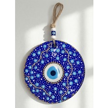 Alzfide Global El Yapımı Çiçek Desenli Cam Nazar Boncuğu, 25 cm Duvar Süsü & Yeni Ev Hediyesi