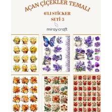 Miray Craft 6 Sayfa Açan Çiçekler Temalı Sticker Seti – 12X17 cm Scrapbook, Bullet Journal, Planlayıcı Için