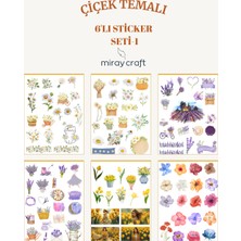 Miray Craft 6 Sayfa  Çiçek Temalı Sticker Seti – 12X17 cm Scrapbook, Bullet Journal, Planlayıcı Için