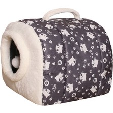 Feyza Design Renkli Pati Desenli Taşıma Çanta ile Konforlu Kedi ve Köpek Yatağı