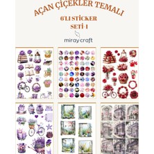 Miray Craft 6 Sayfa Açan Çiçekler Temalı Sticker Seti – 12X17 cm Scrapbook, Bullet Journal, Planlayıcı Için