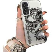 Ucuc Samsung Galaxy A24 Uyumlu Silikon Kenar Sert Arka Anti Düşme Kılıfı Ejderha Desenli