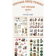 Miray Craft 4 Sayfa Vintage Dikiş Temalı Sticker Seti (12*17 Cm)/scrapbook, Bullet Journal Için