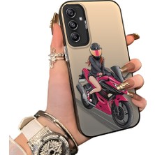 Ucuc Samsung Galaxy A24 Uyumlu Silikon Kenar Sert Arka Anti Düşme Kılıfı Motorsiklet Kızı