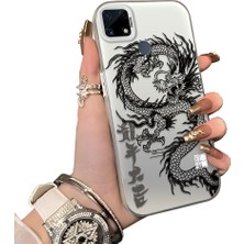 Ucuc Realme C25S Uyumlu Silikon Kenar Sert Arka Anti Düşme Kılıfı Ejderha Desenli