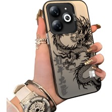 Ucuc Infinix Smart 8/8 Pro Uyumlu Silikon Kenar Sert Arka Anti Düşme Kılıfı Ejderha Desenli