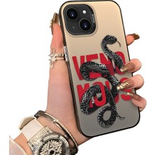 Ucuc iPhone 15 Plus/14 Plus Uyumlu Silikon Kenar Sert Arka Anti Düşme Kılıfı Mamba Yılanı
