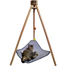 Feyza Design Ahşap Tripod Kedi ve Köpek Yatağı Hamak Salıncağı