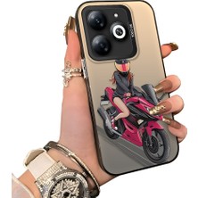 Ucuc Tecno Spark 20C Uyumlu Silikon Kenar Sert Arka Anti Düşme Kılıfı Motorsiklet Kızı