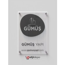 Dijidepo Firmaya Özel Şeffaf Pleksi Ofis Kapı Tabelası 35X25 cm Lüks Tasarım Kurumsal Ofis Levhası